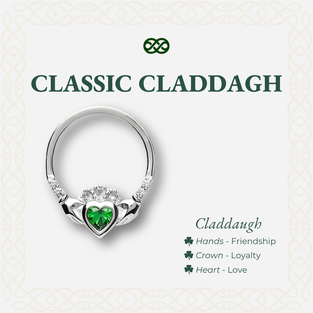 The Claddagh Earrings | 18K White Gold Studs