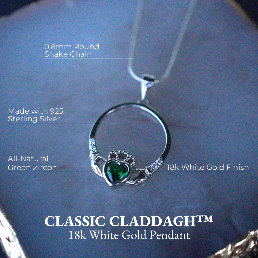 The Claddagh Pendant | 18K White Gold Necklace