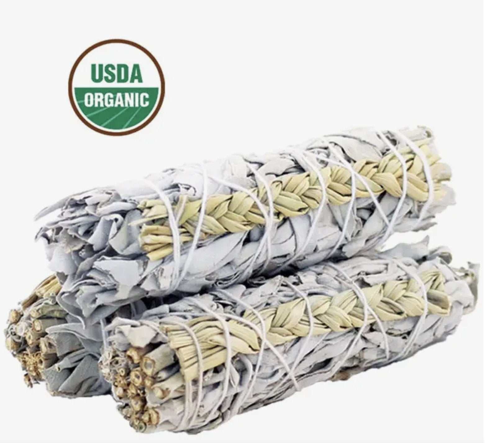 Sweetgrass w/ White Sage (Organic) Smudge Stick (4 in.)