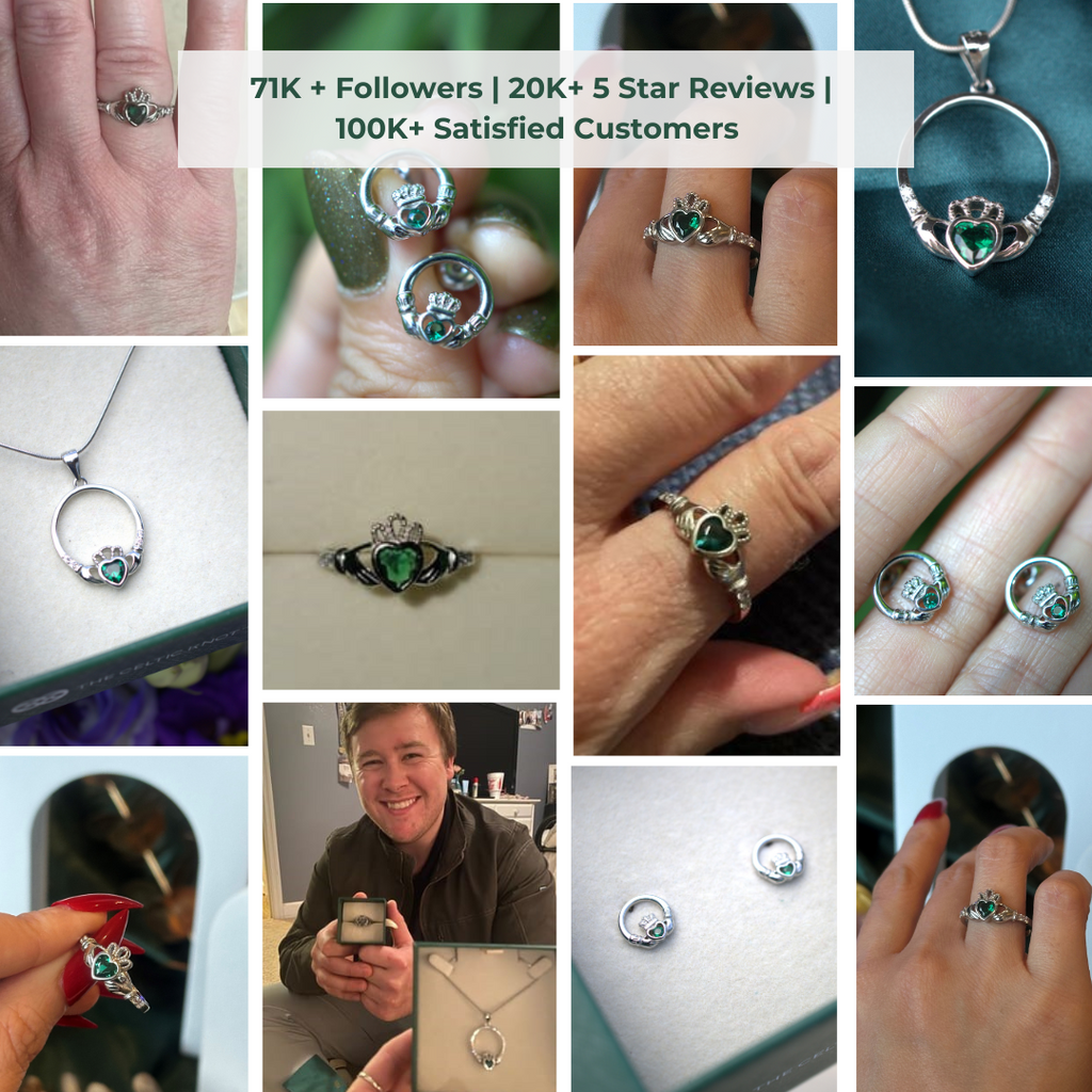 The Claddagh Ring | 18K White Gold Emerald Heart