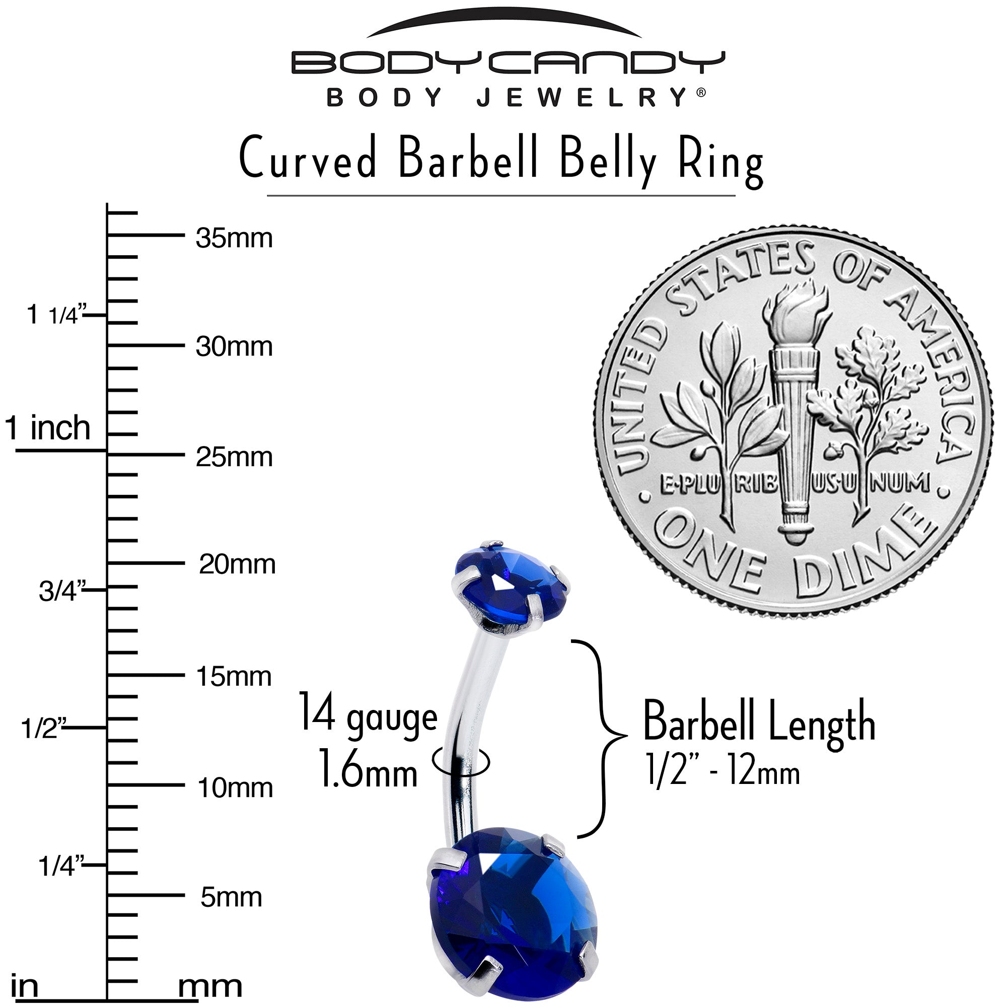 Dark Blue Gem September Birthstone Double Mount Belly Ring
