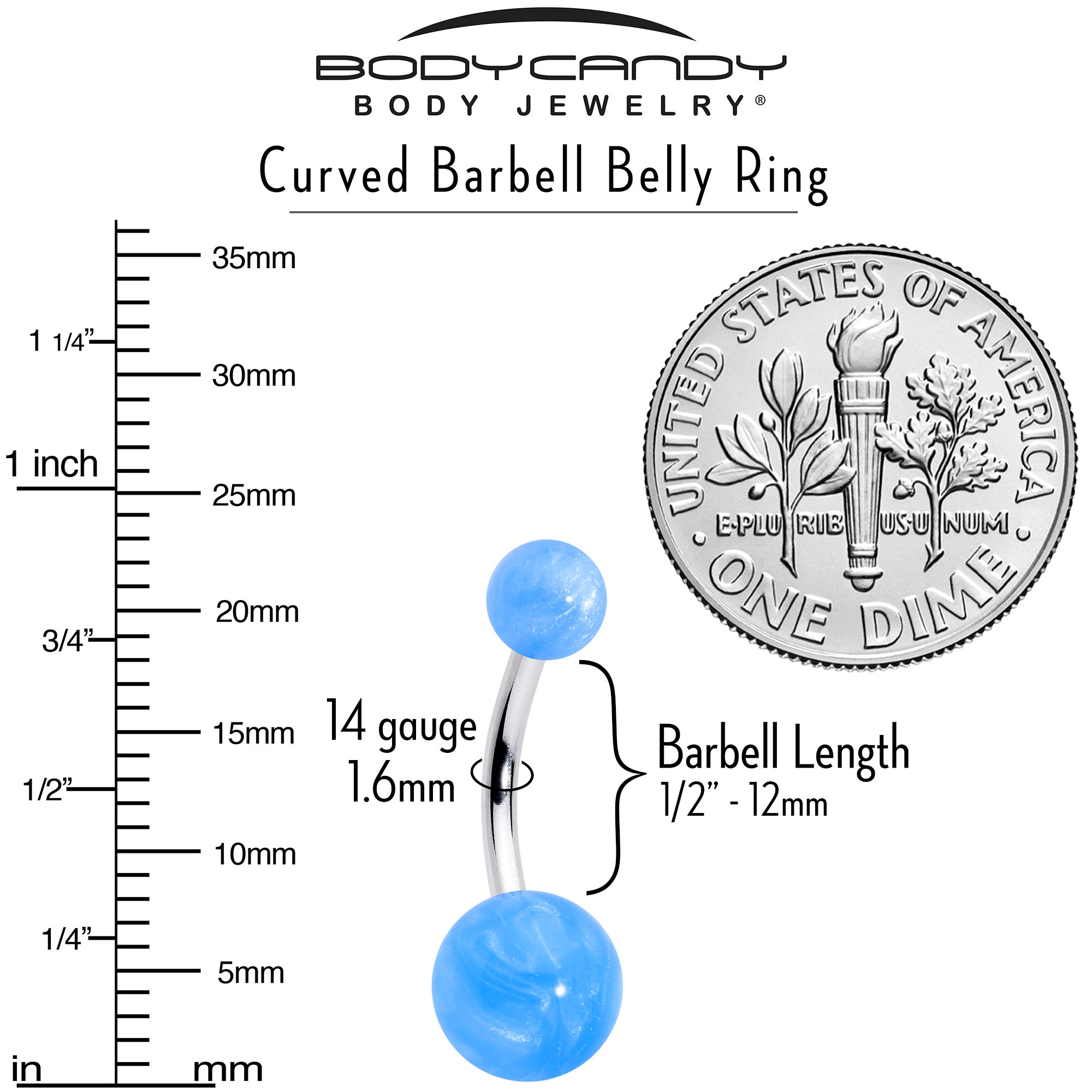 Opaque Pastel Blue Ends Belly Ring