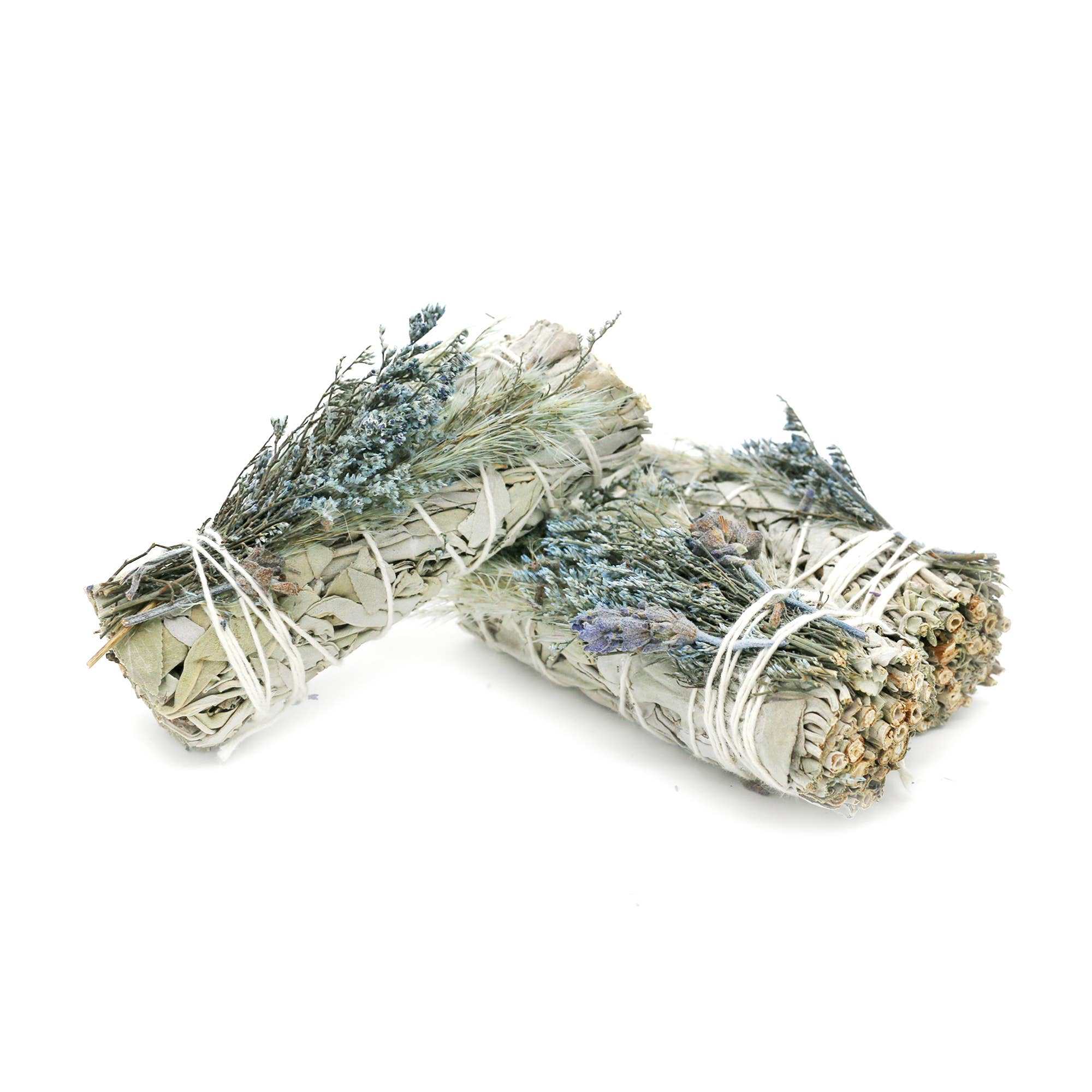 'Blue Bouquet' Floral White Sage Smudge Stick (4 in.)
