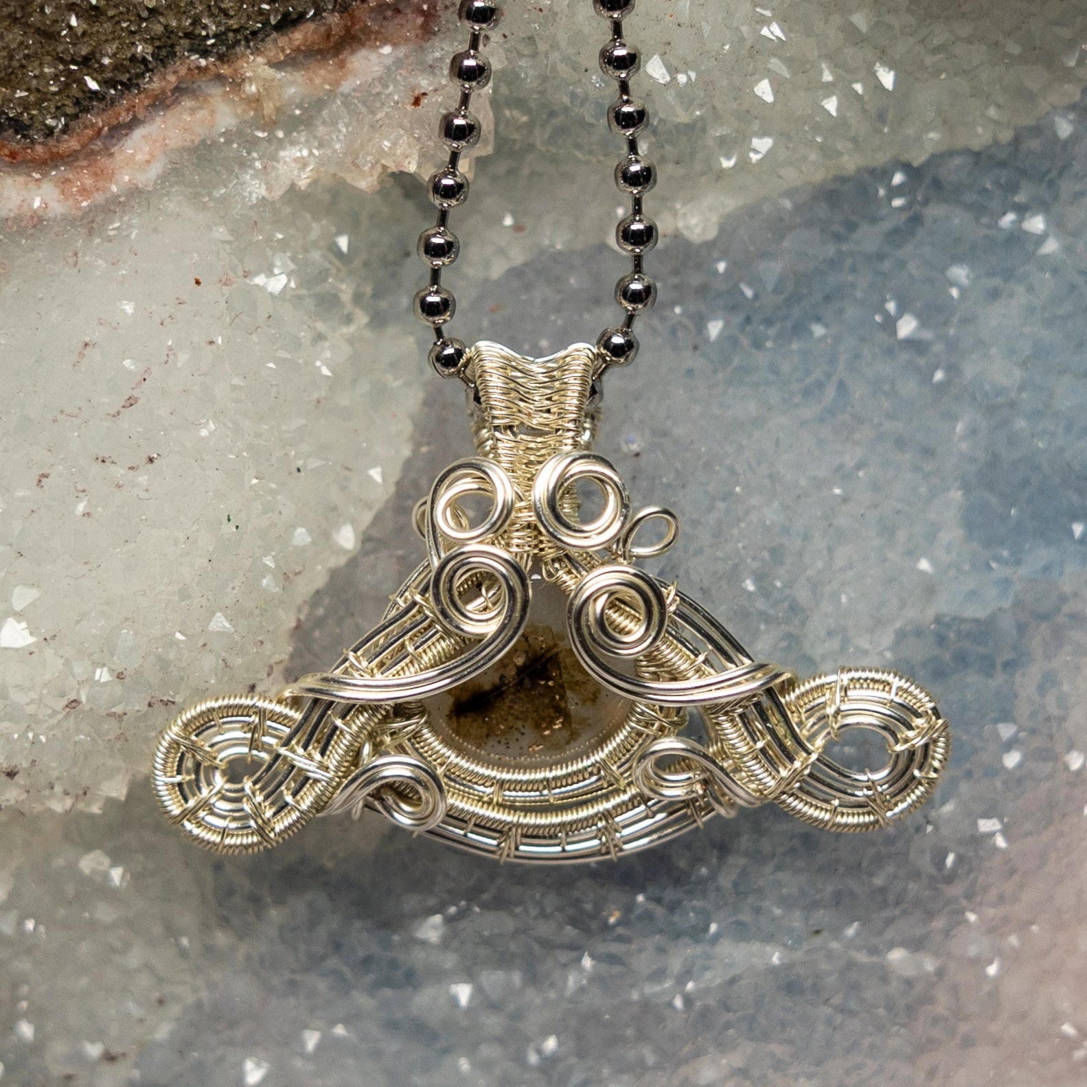 Agate Eye Wire Wrap Pendant
