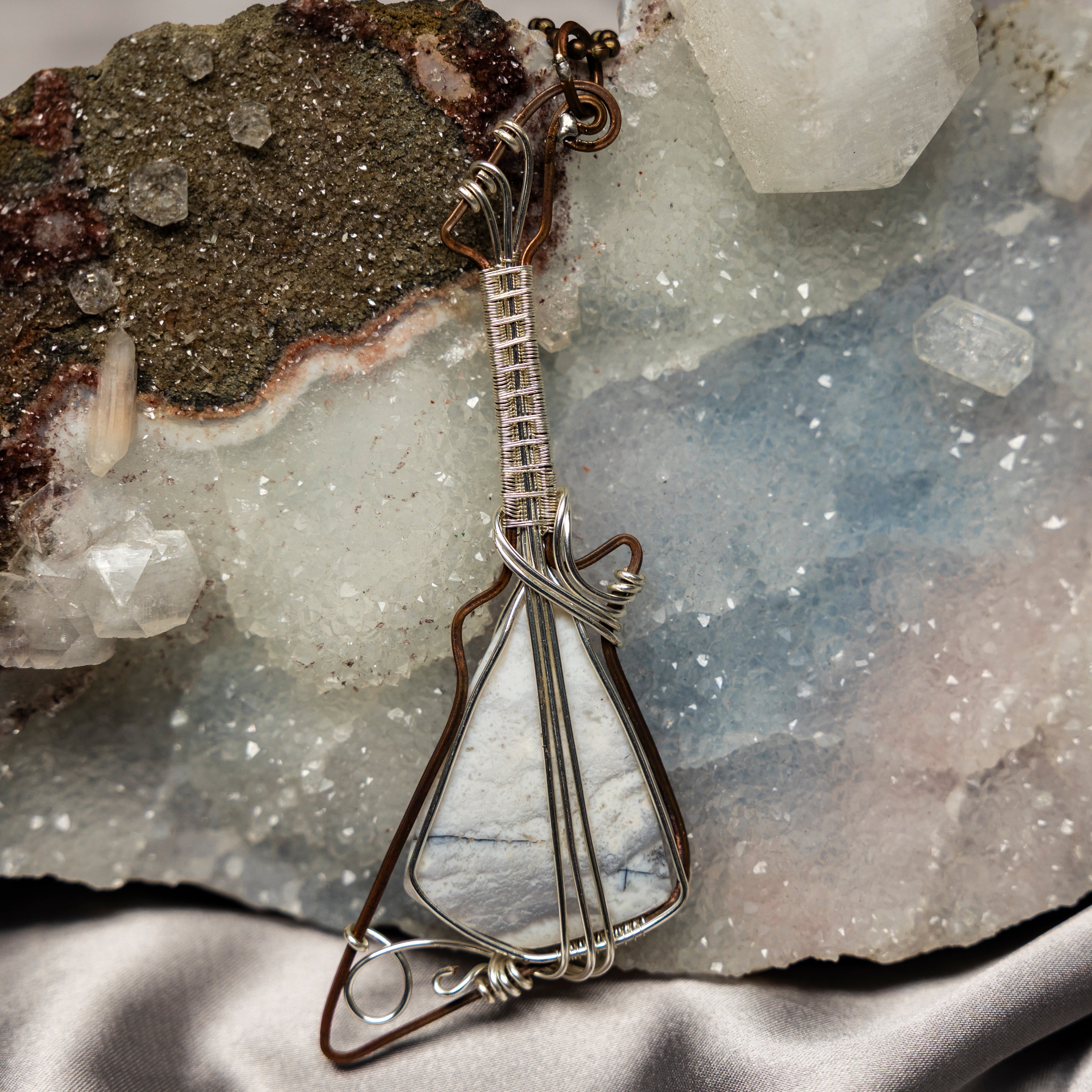Agate Guitar Wire Wrap Pendant 4.5 Inch
