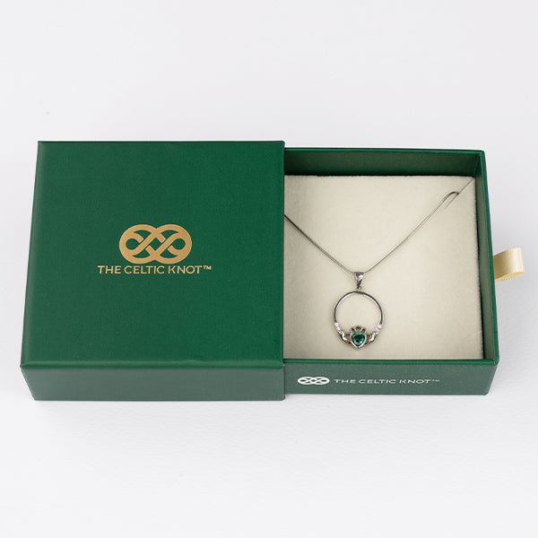 The Claddagh Pendant | 18K White Gold Necklace