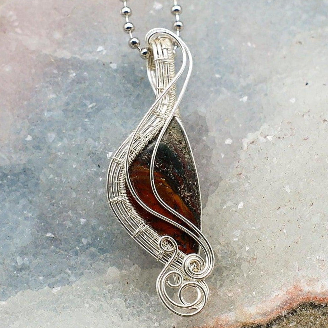 Brecciated Jasper Wire Wrap Crystal Pendant