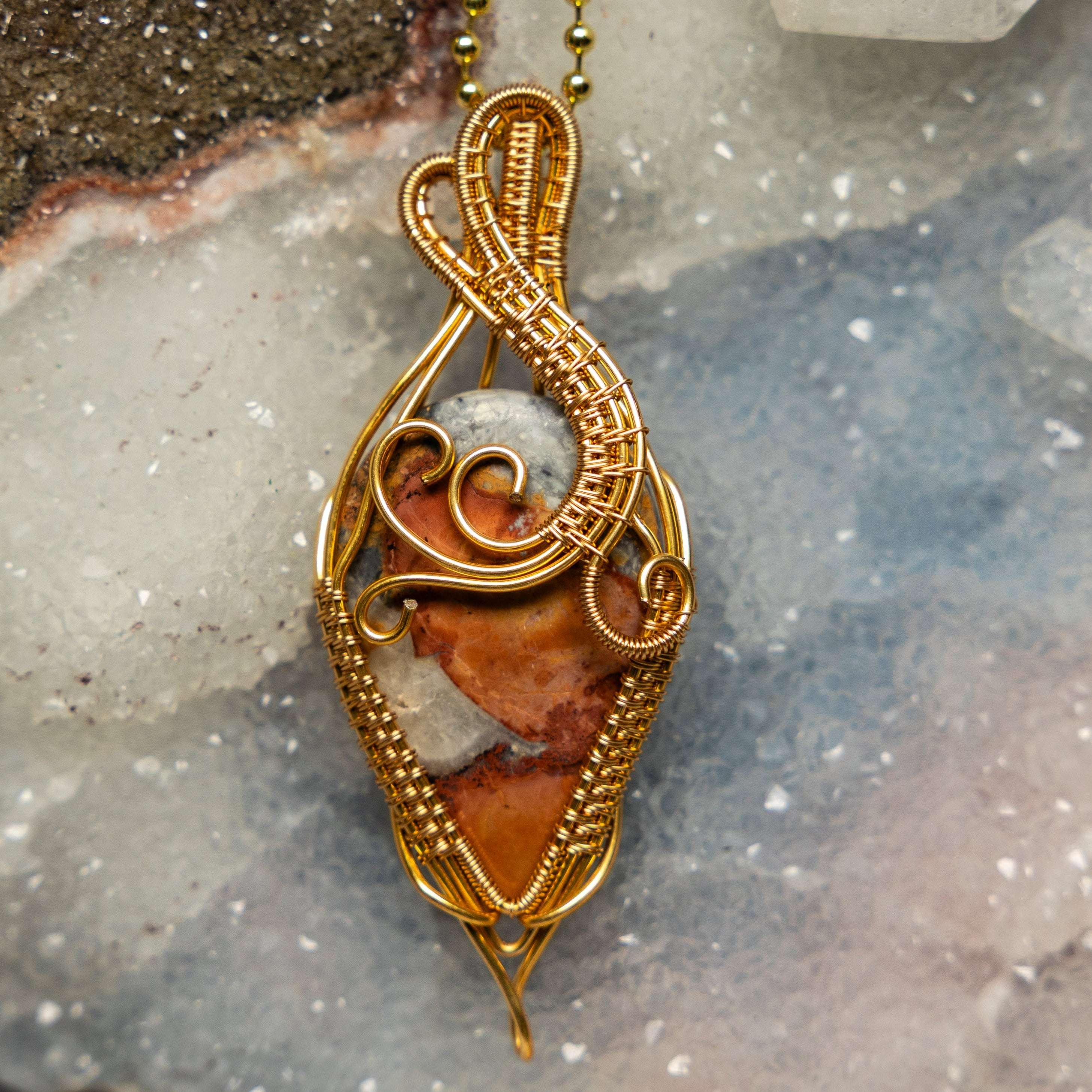 Brecciated Jasper Wire Wrap Pendant 2.75 Inch