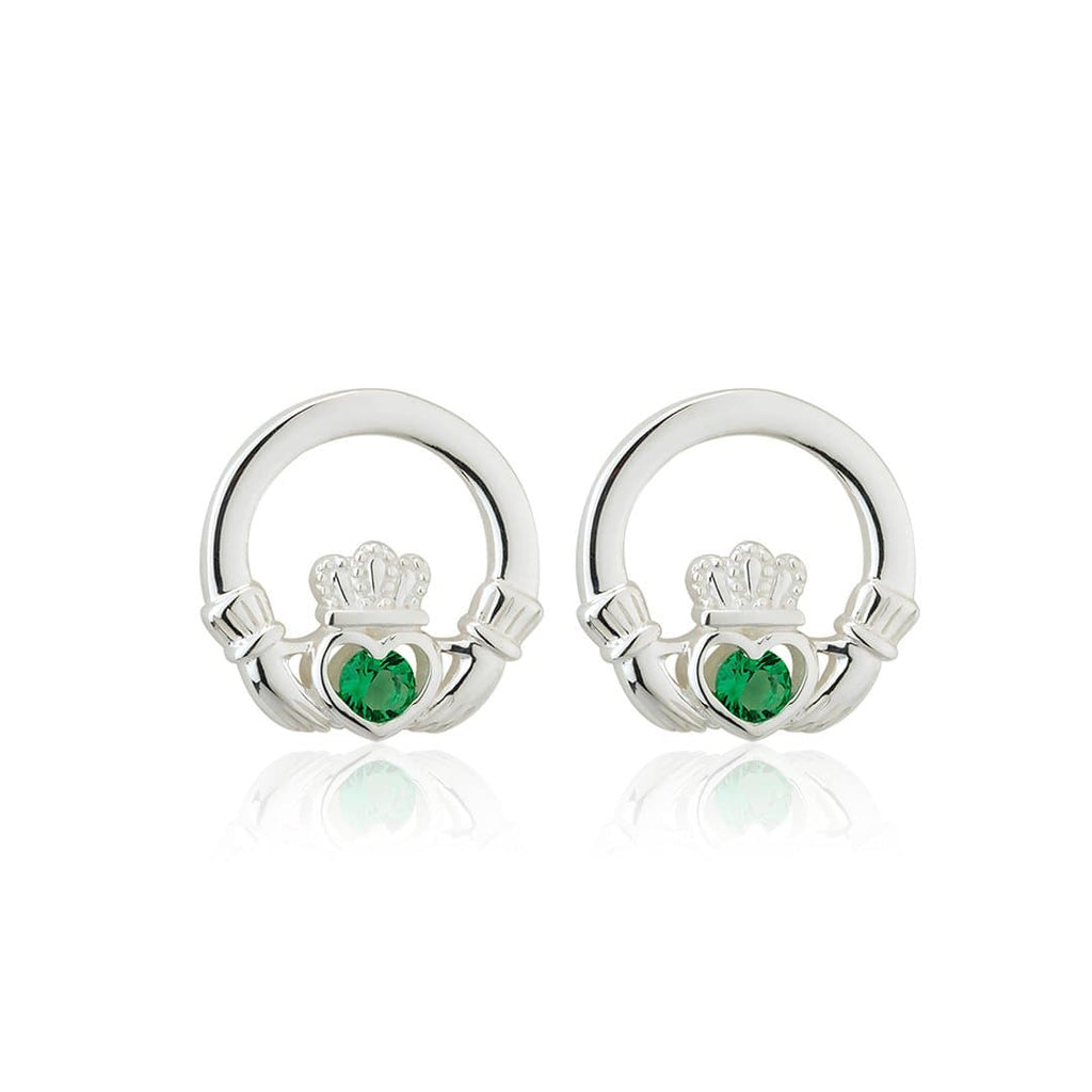 The Claddagh Earrings | 18K White Gold Studs