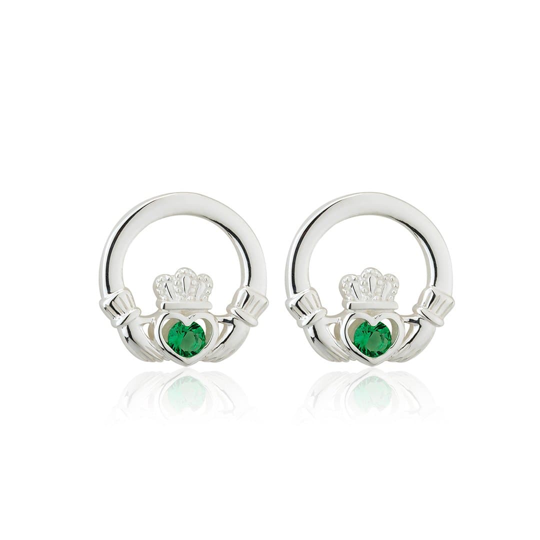 The Claddagh Earrings | 18K White Gold Studs