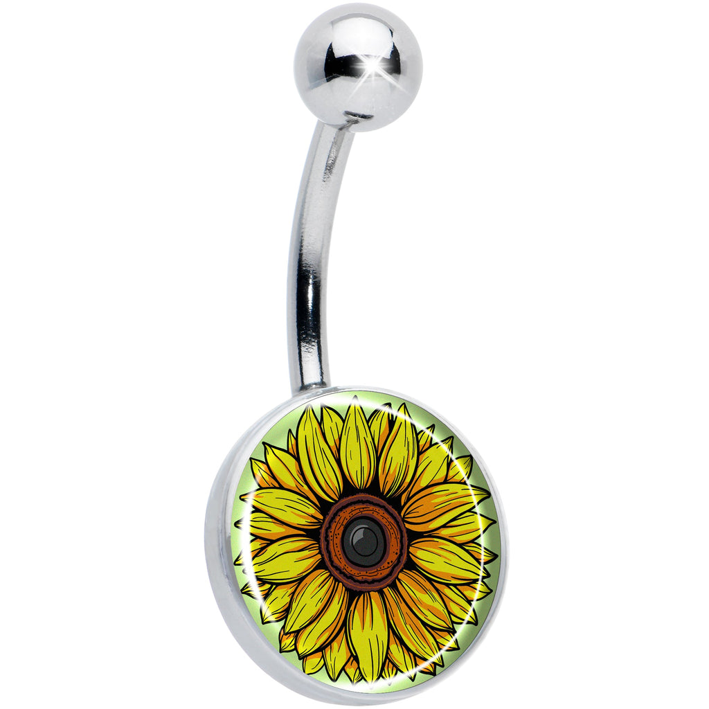 Blossom Creation Yellow Sunflower Belly Ring by Onyx O