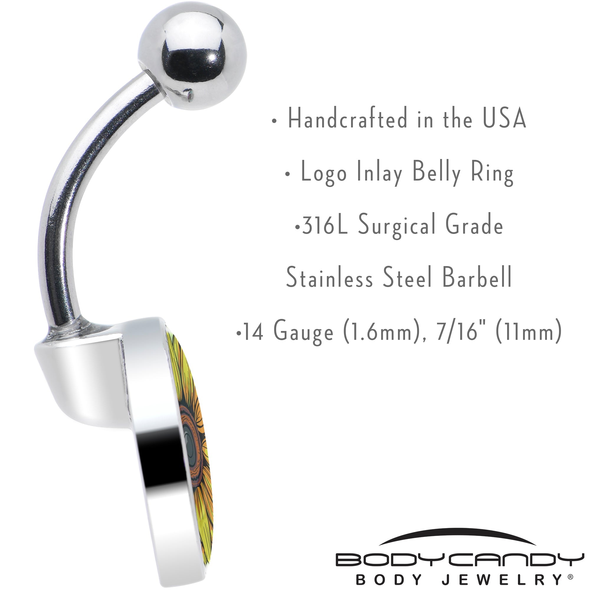 Blossom Creation Yellow Sunflower Belly Ring by Onyx O