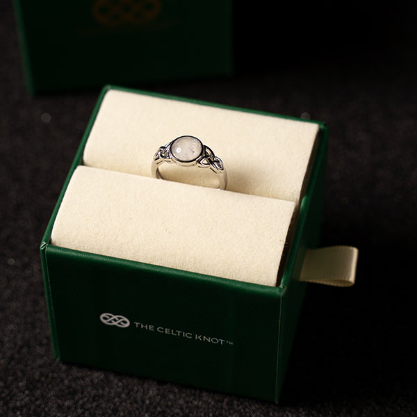 Celtic Mother™ 18K White Gold Moonstone Ring