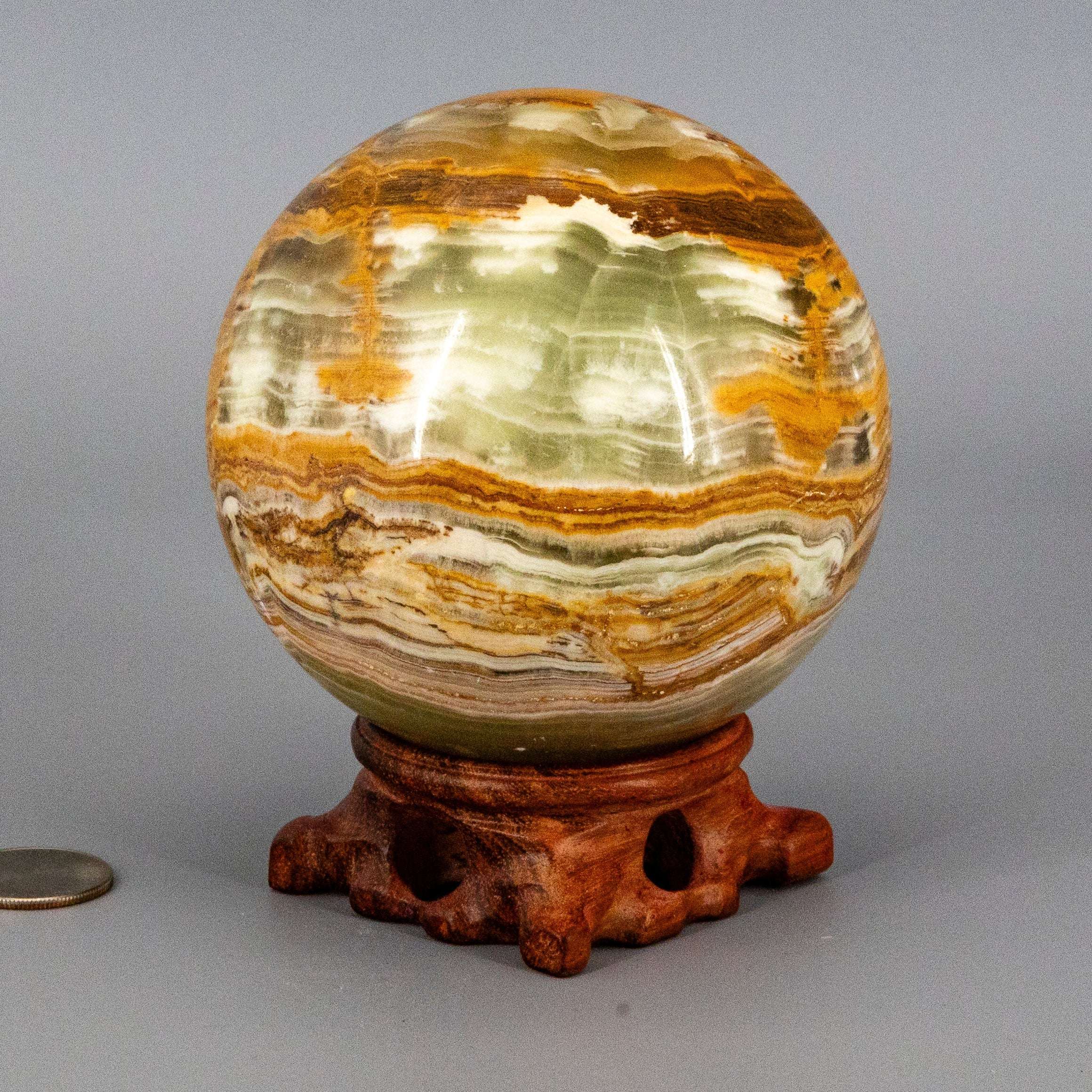Green Onyx Sphere w/t Stand XL 100mm