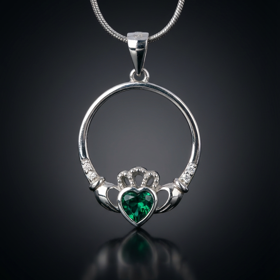 The Claddagh Pendant | 18K White Gold Necklace