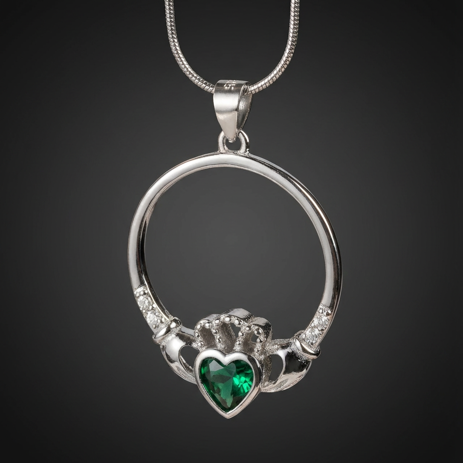 The Claddagh Pendant | 18K White Gold Necklace