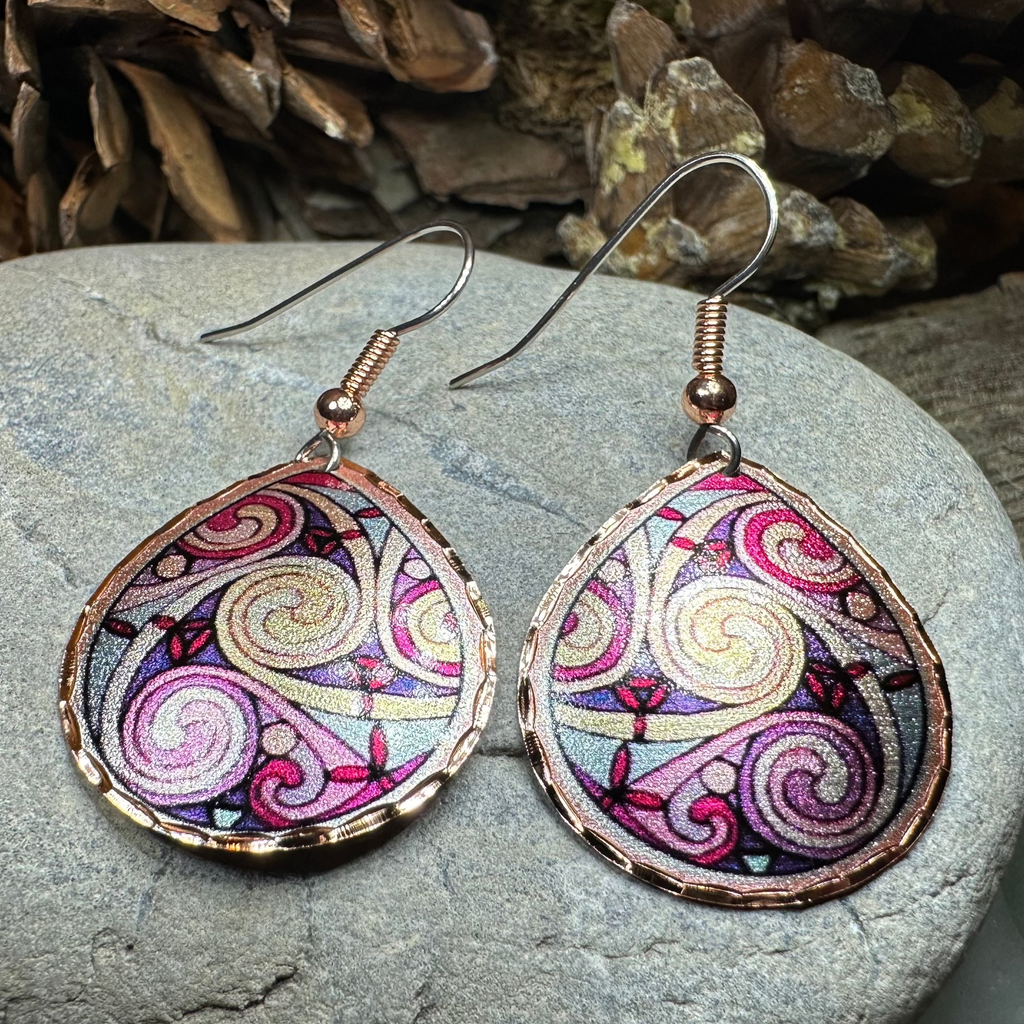 Firestorm Celtic Spiral Copper Earrings