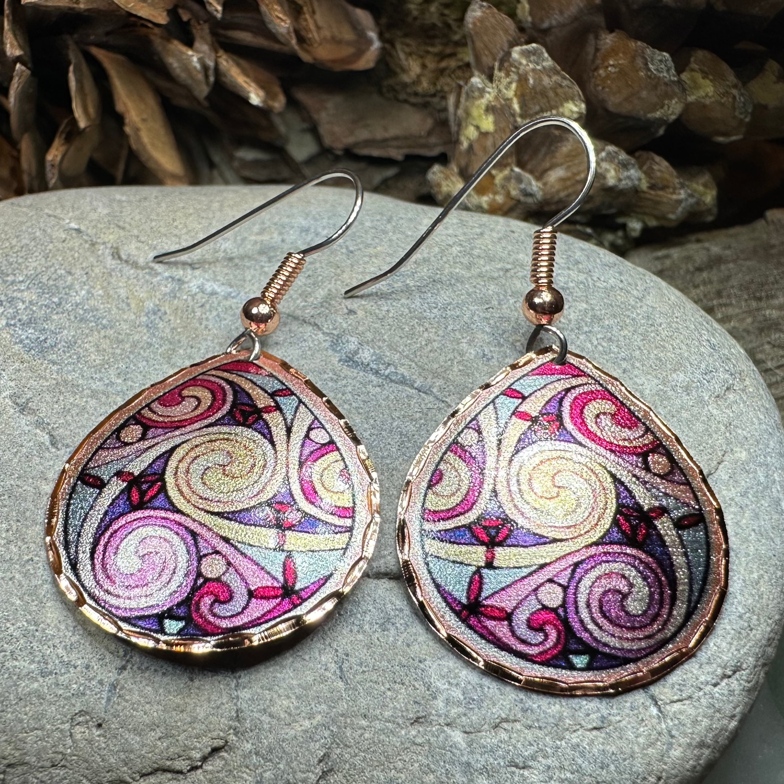 Firestorm Celtic Spiral Copper Earrings