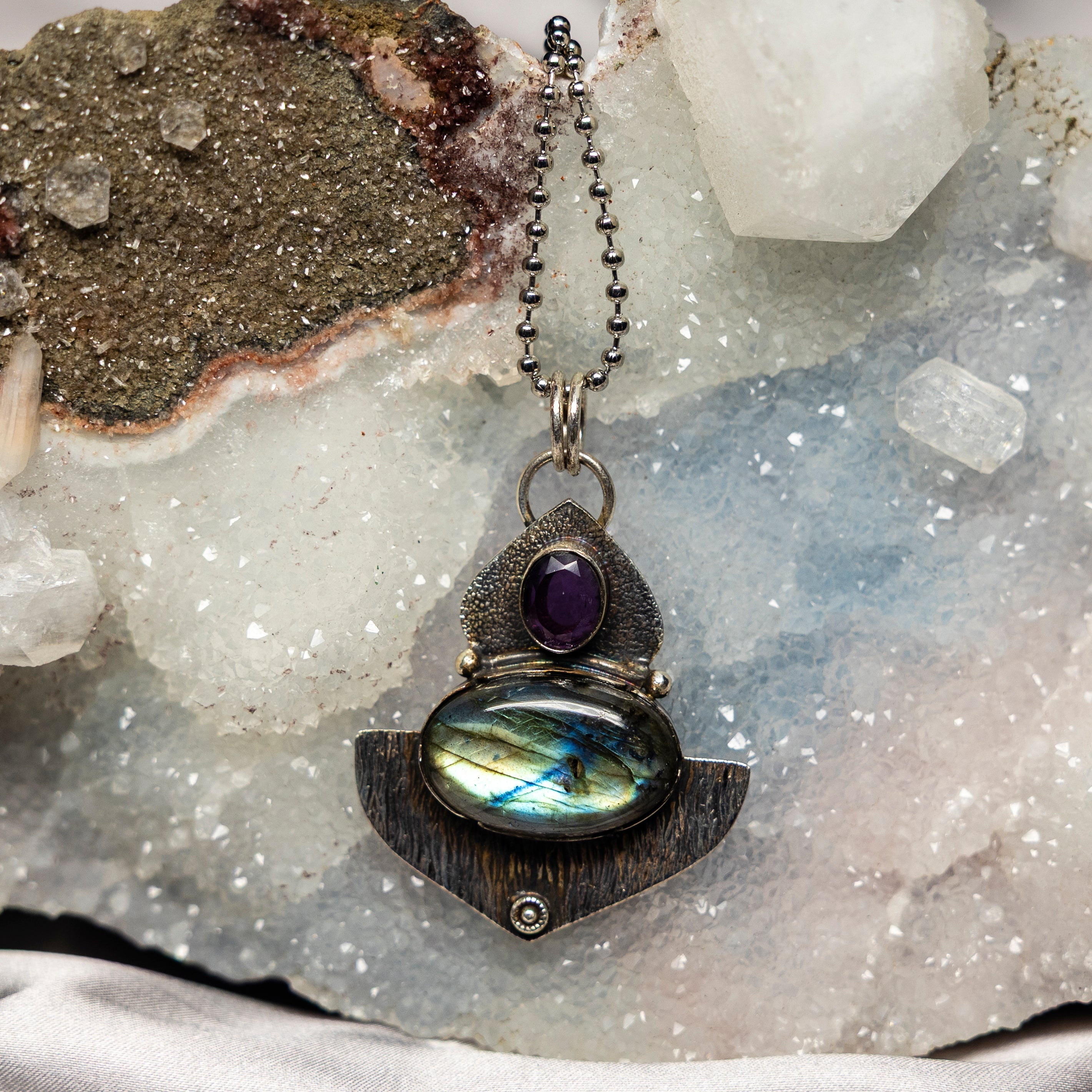 Labradorite 925 Sterling Silver Pendant 2.25 Inch