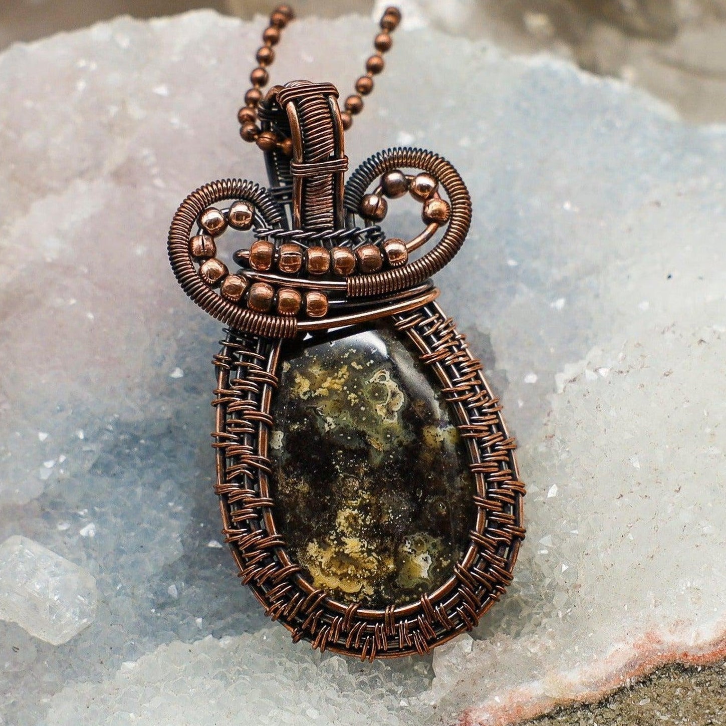Ocean Jasper Wire Wrap Pendant