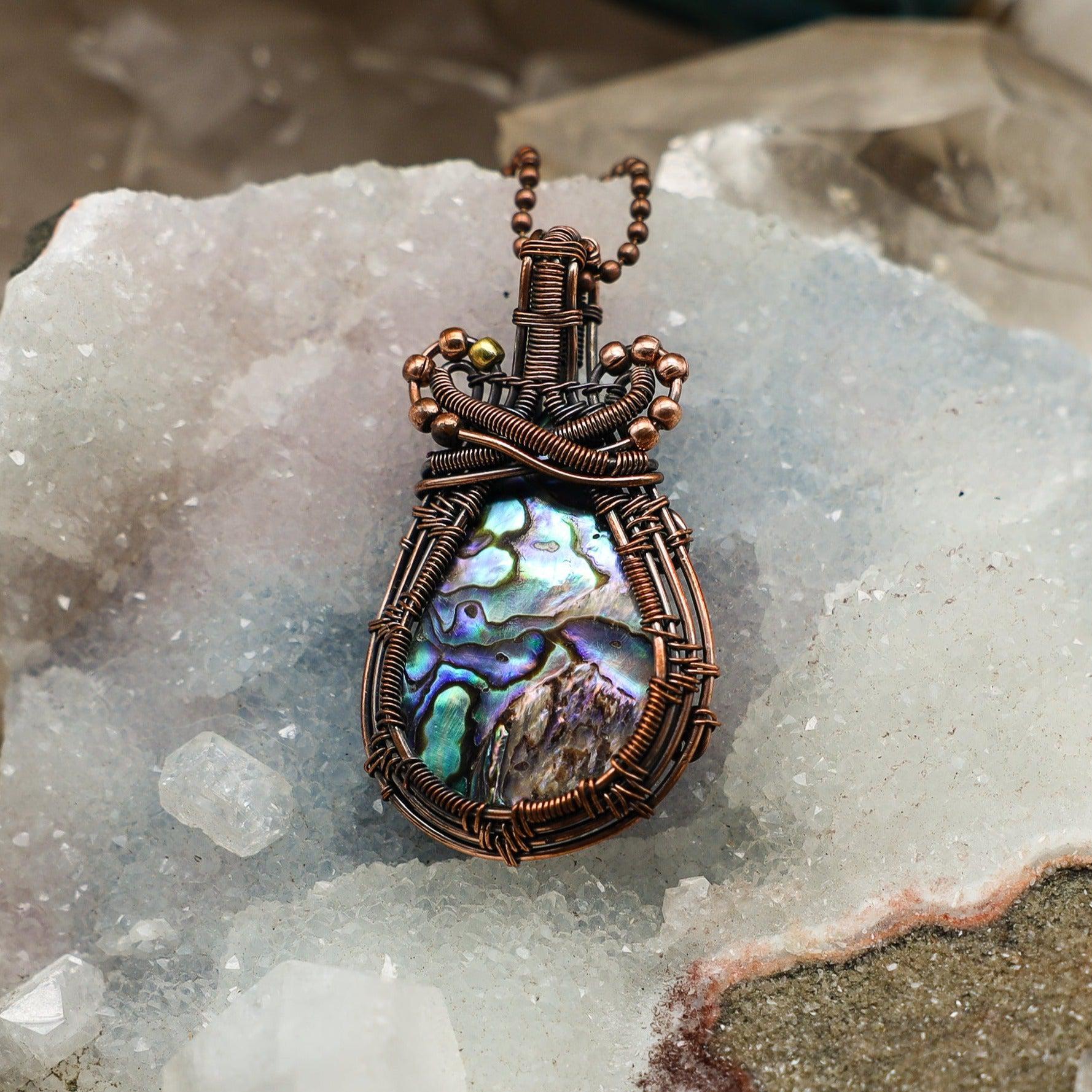 Paua Shell Wire Wrap Pendant