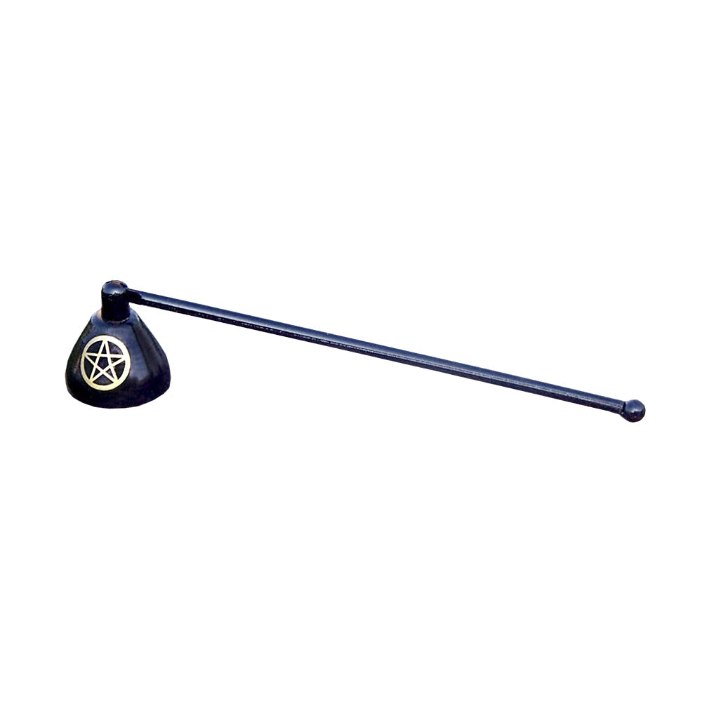 Pentacle on Black Rustic Metal Candle Snuffer 7"