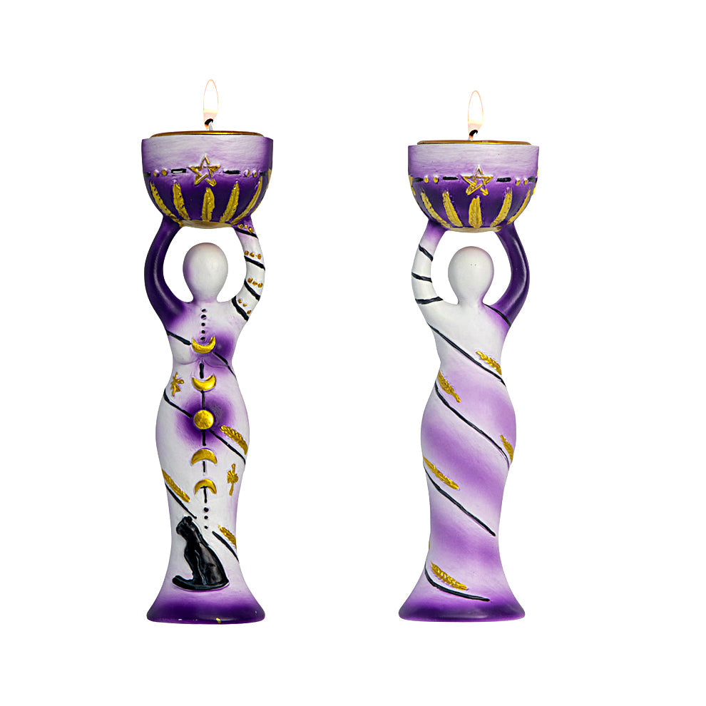 Polyresin T-Light Holder Moon Goddess