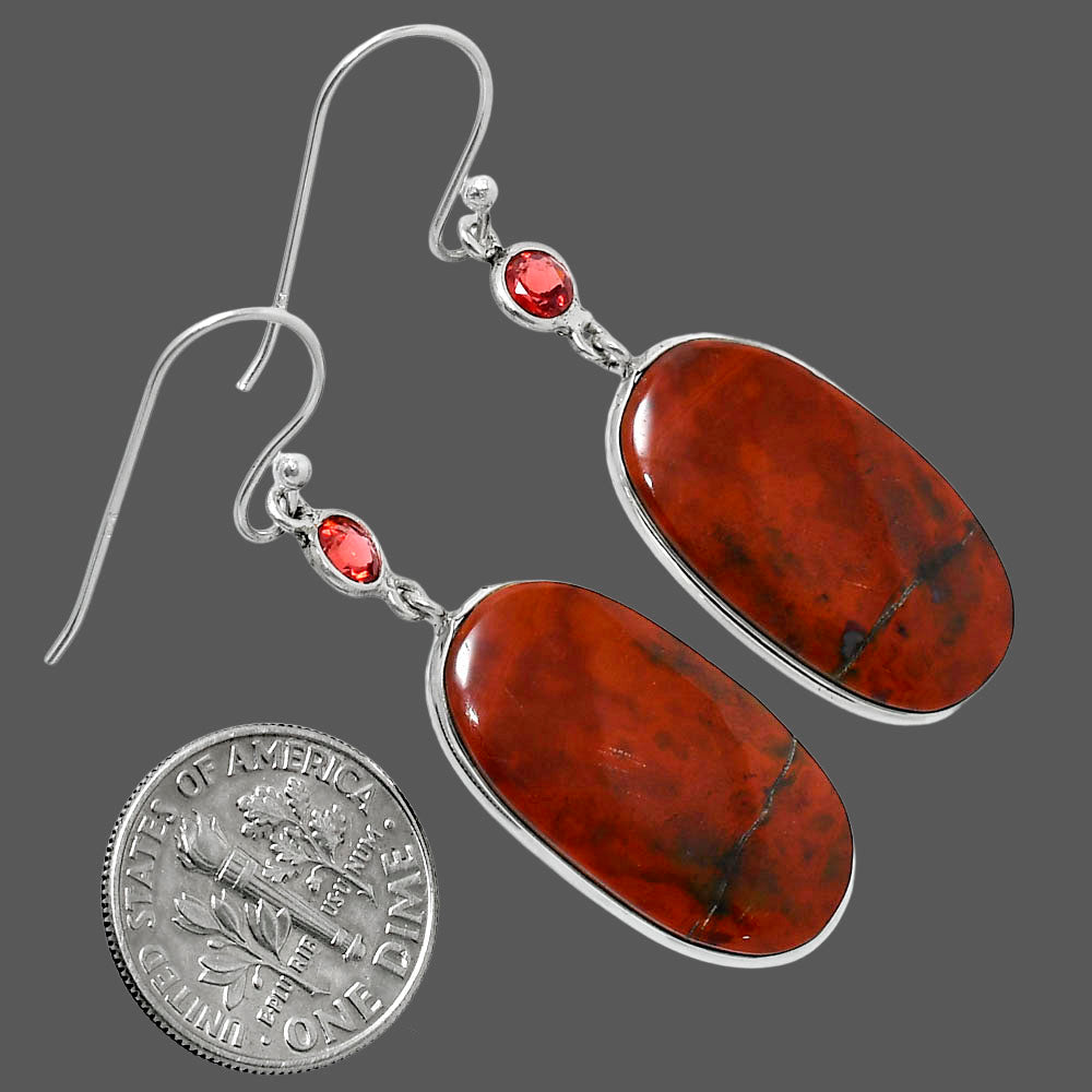 Natural Blood Stone - India & Garnet Earrings E-1002 SDE90037