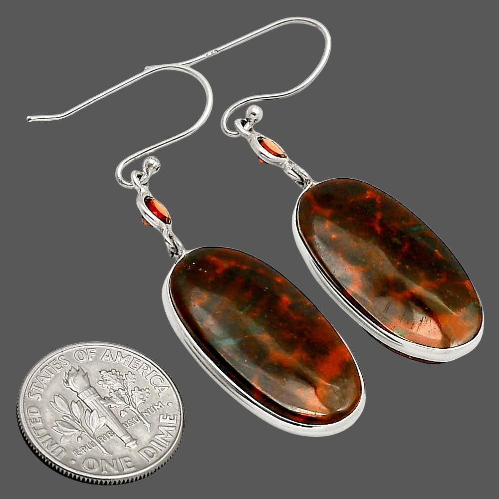 Natural Blood Stone - India & Garnet Earrings E-1002 SDE90198