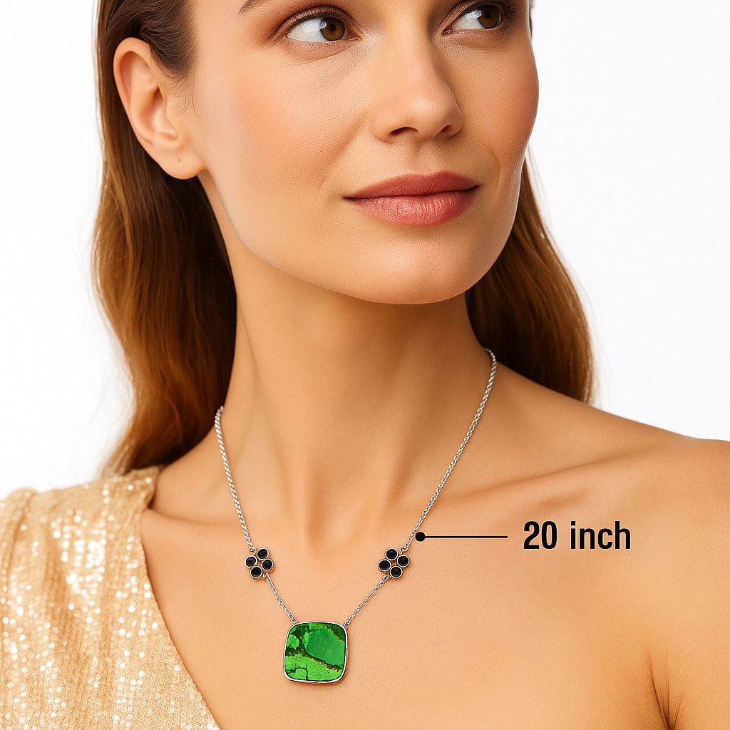 Green Matrix Turquoise and Black Onyx Necklace N-1001 SDN1266