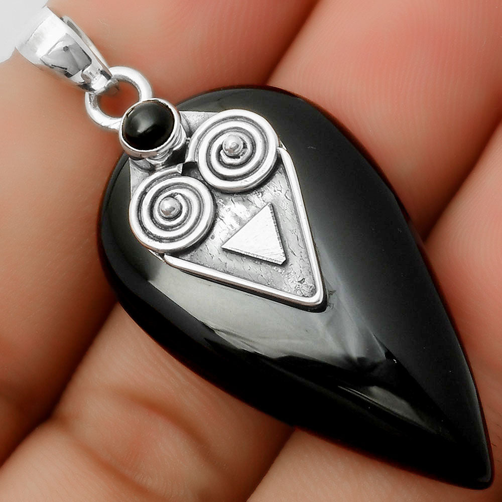Natural Black Onyx - Brazil Pendant P-1247 SDP113651