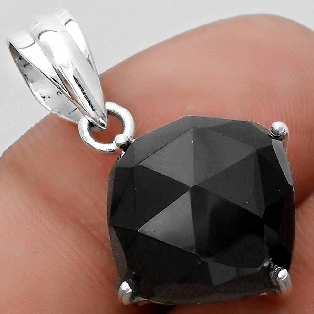 Faceted Natural Black Onyx - Brazil Pendant P-1013 SDP123329