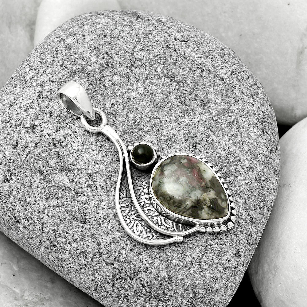 Natural Russian Eudialyte & Black Onyx Pendant P-1467 SDP126531