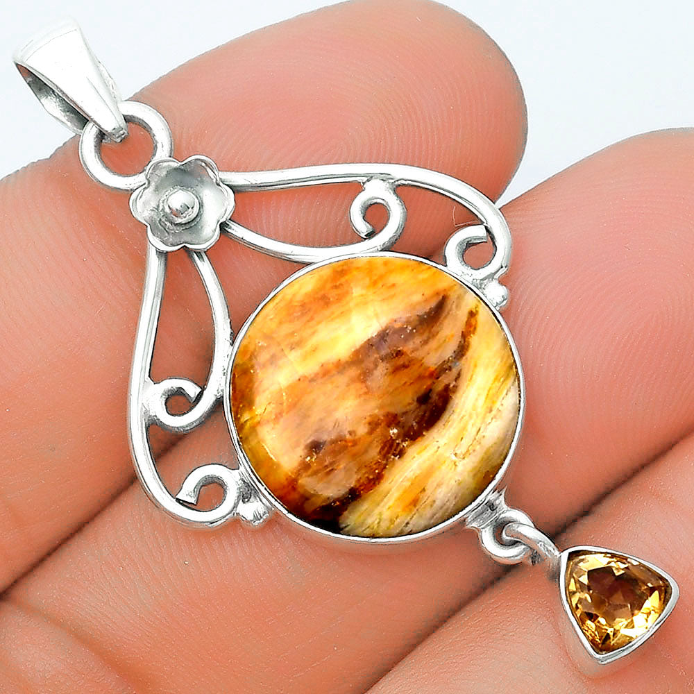 Natural Brown Fluorite & Citrine Pendant P-1455 SDP127145