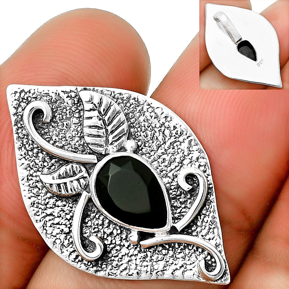 Natural Black Onyx - Brazil Pendant P-1518 SDP132194