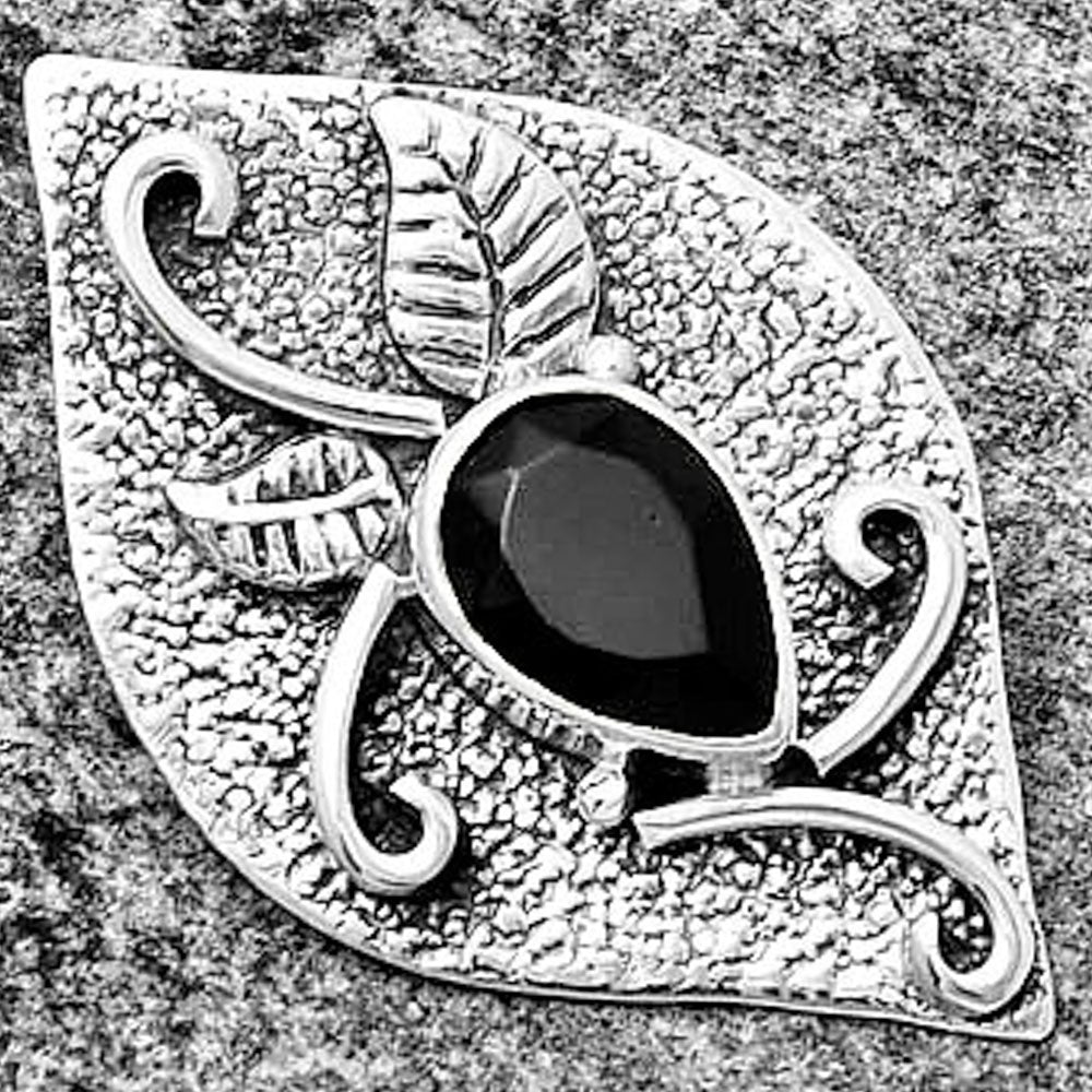 Natural Black Onyx - Brazil Pendant P-1518 SDP132195