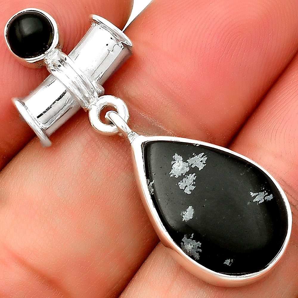 Snow Flake Obsidian & Black Onyx Pendant P-1337 SDP133711