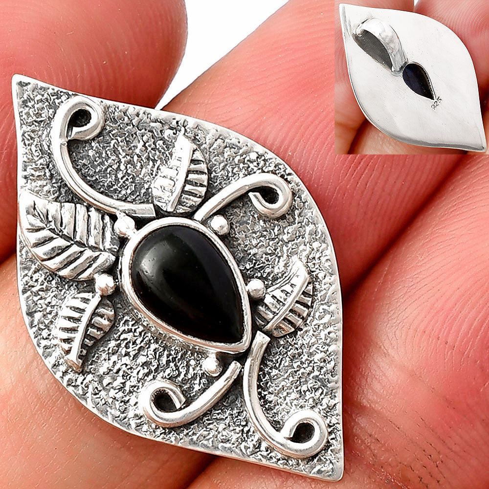 Natural Black Onyx - Brazil Pendant P-1518 SDP140750