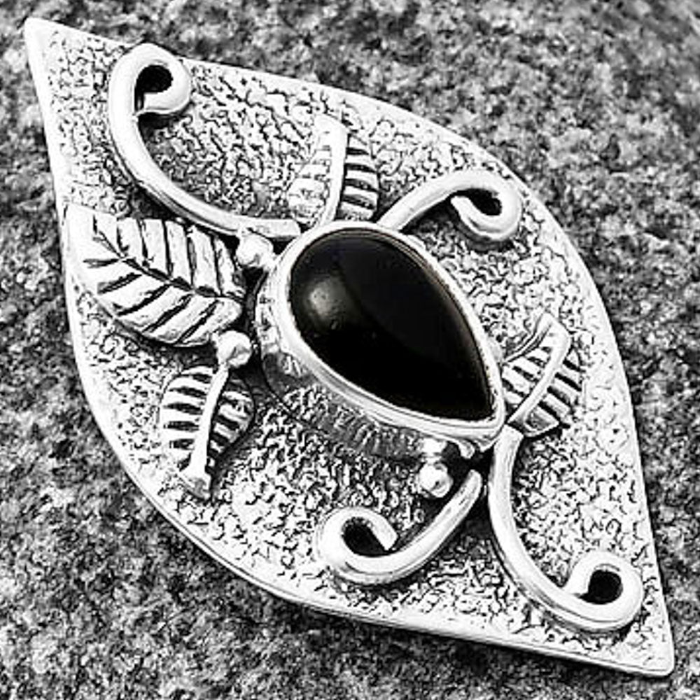 Natural Black Onyx - Brazil Pendant P-1518 SDP140750