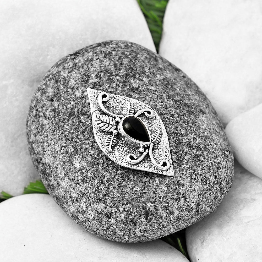 Natural Black Onyx - Brazil Pendant P-1518 SDP140750