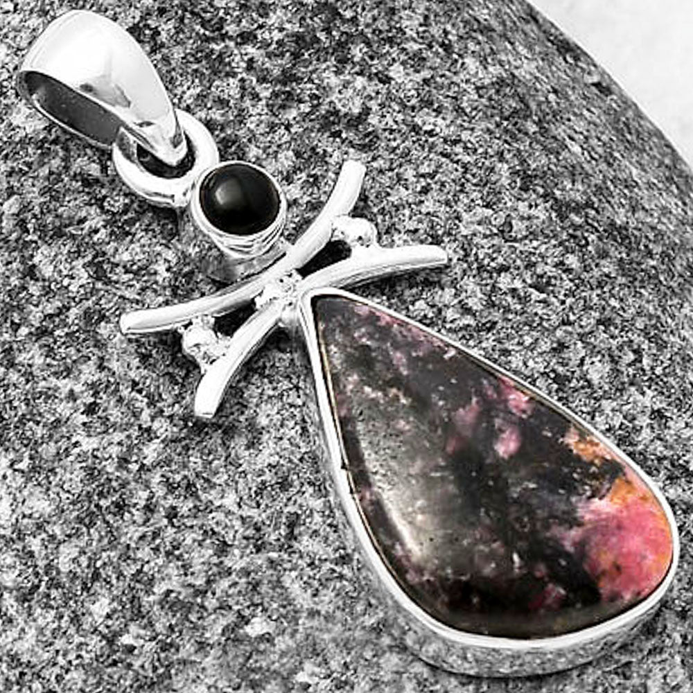Natural Rhodonite & Black Onyx Pendant P-1243 SDP140761