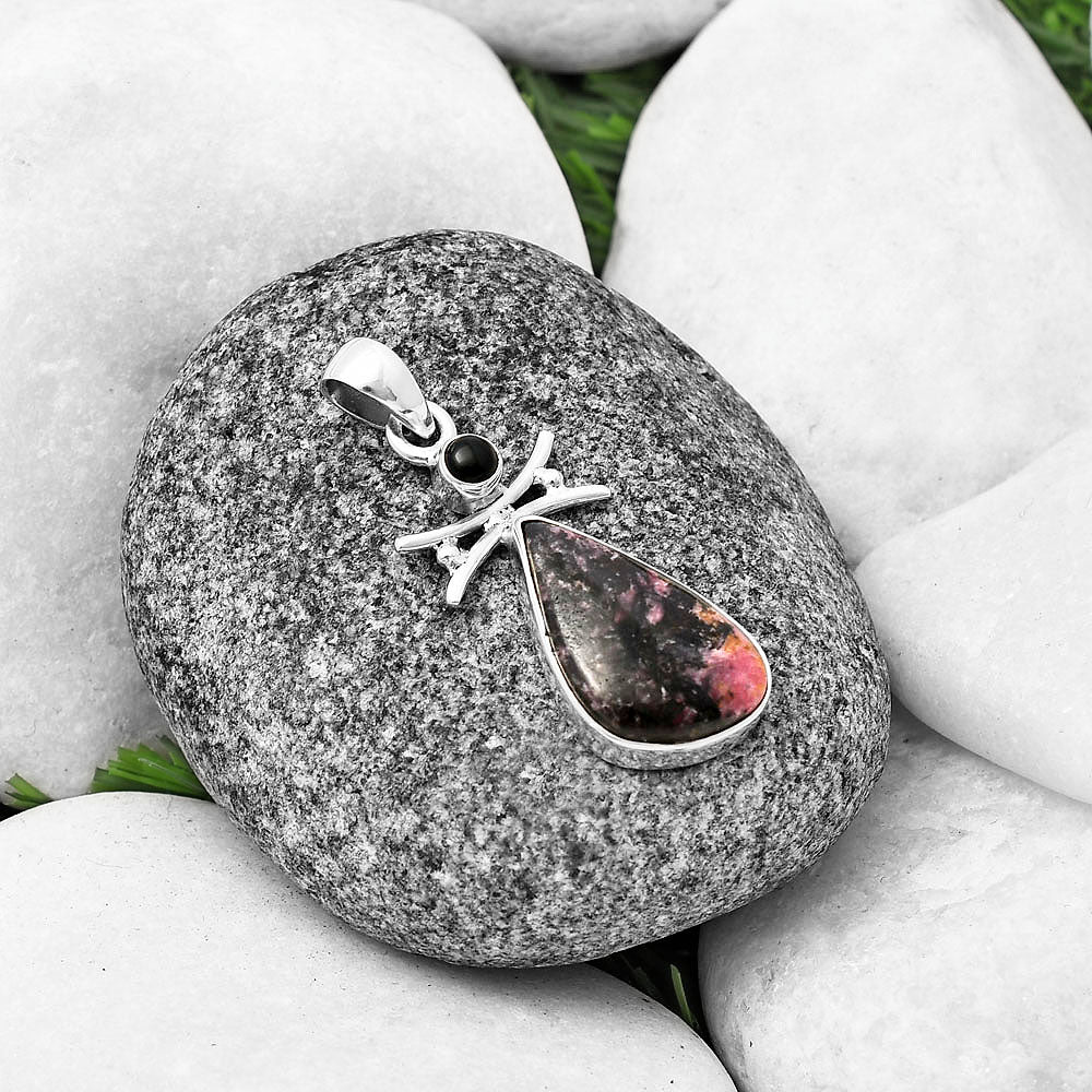 Natural Rhodonite & Black Onyx Pendant P-1243 SDP140761