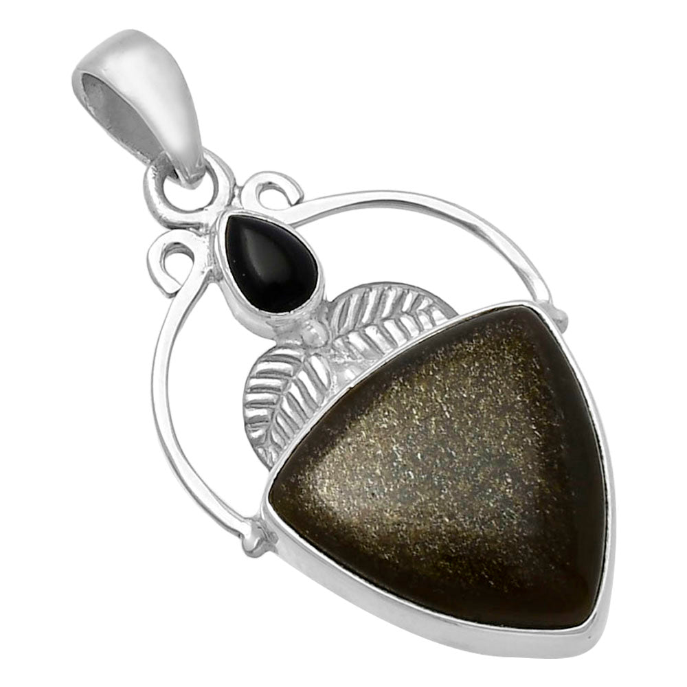 Natural Silver Obsidian & Black Onyx Pendant P-1434 SDP143374