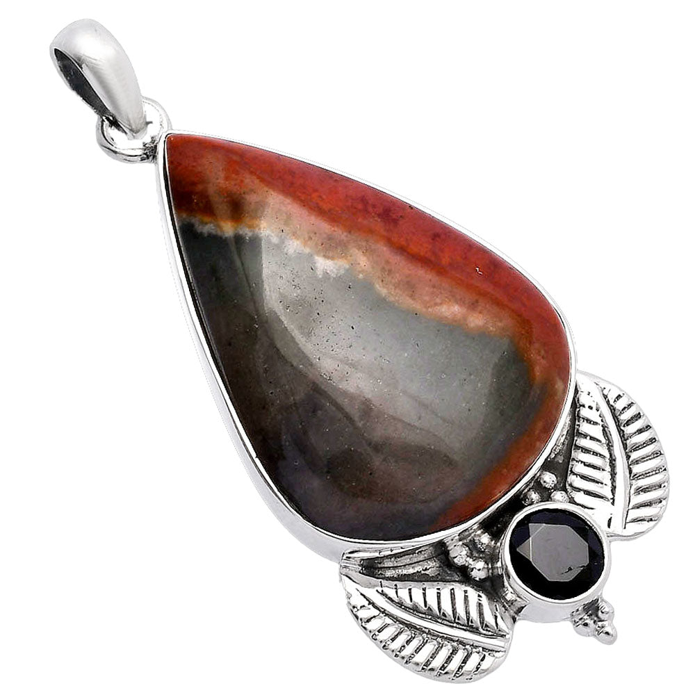 Natural Polygram Jasper & Black Onyx Pendant P-1127 SDP145951