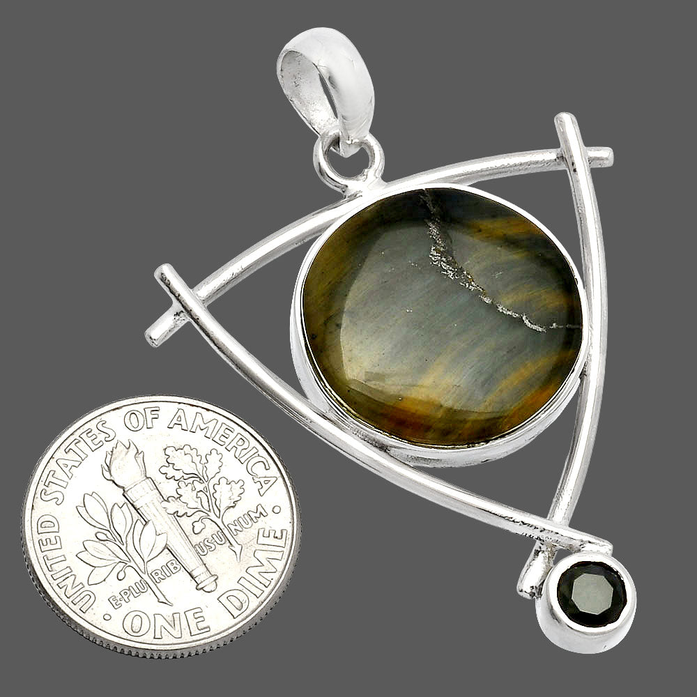 Natural Blue Tiger Eye & Black Onyx Pendant P-1499 SDP146780