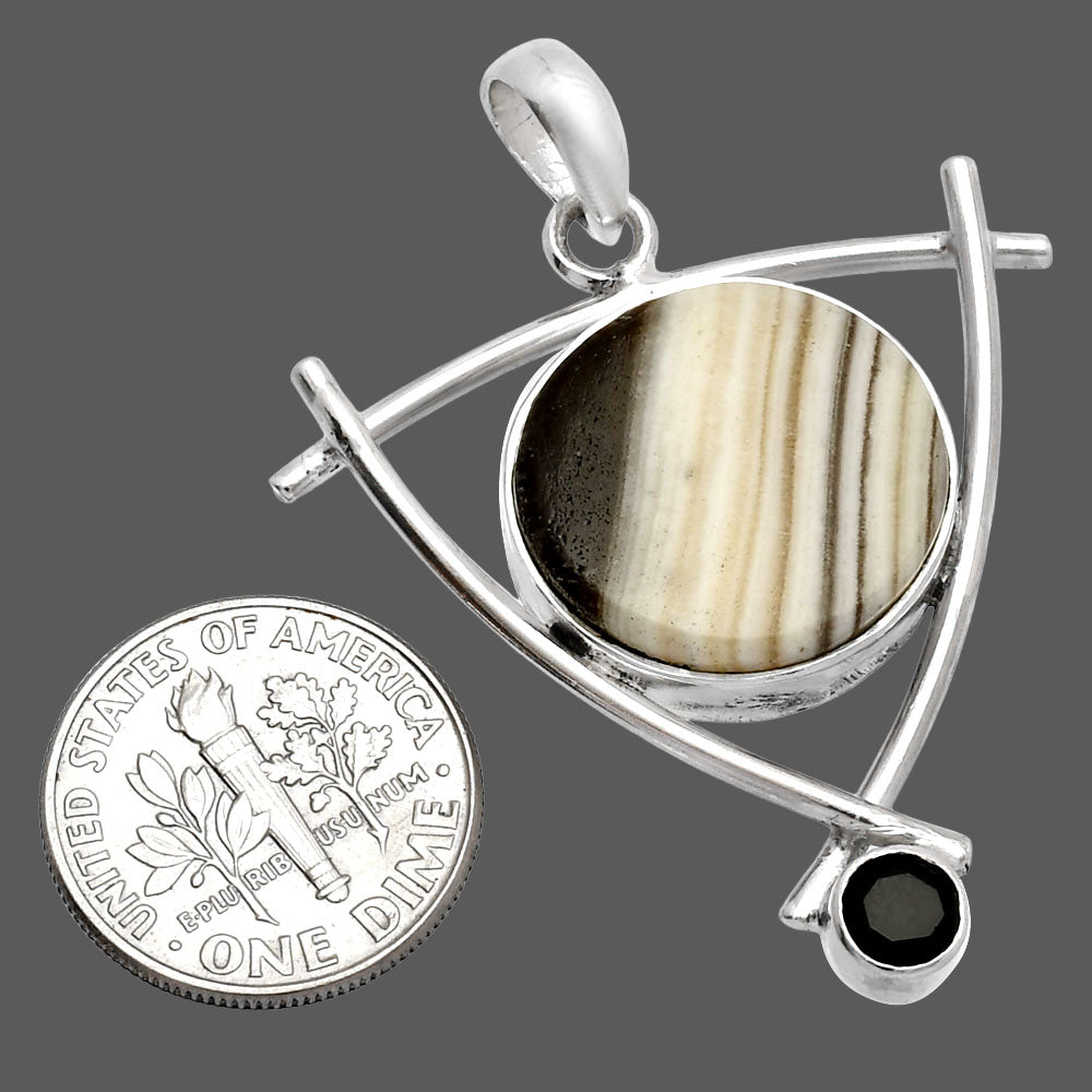 Natural Prairie Agate & Black Onyx Pendant P-1499 SDP146787