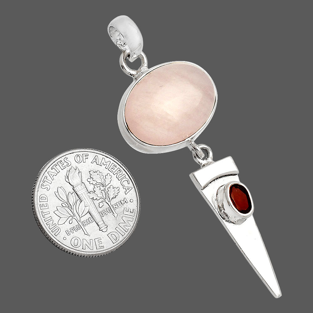 Natural Rose Quartz & Garnet Pendant P-1474 SDP148537