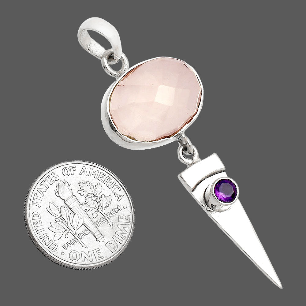 Natural Rose Quartz & Amethyst Pendant P-1474 SDP148542