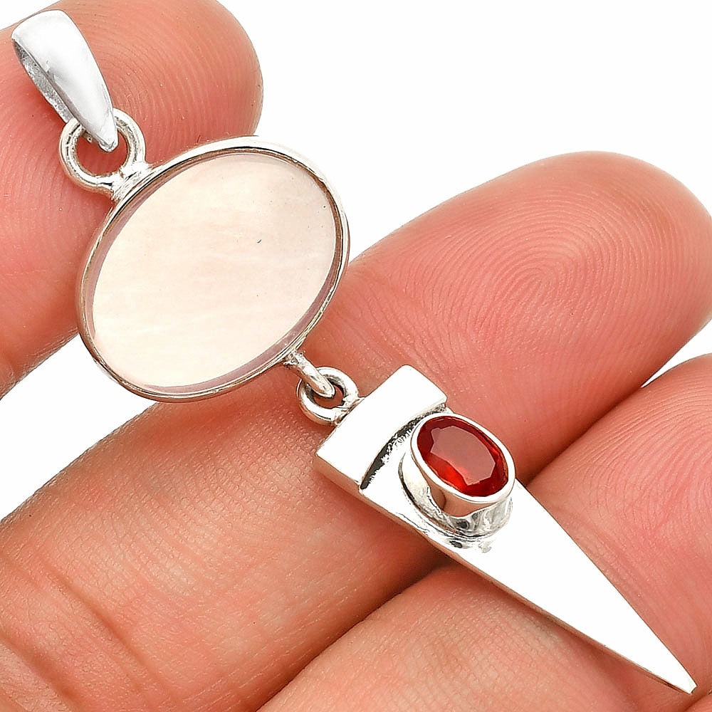 Natural Rose Quartz & Garnet Pendant P-1474 SDP148545
