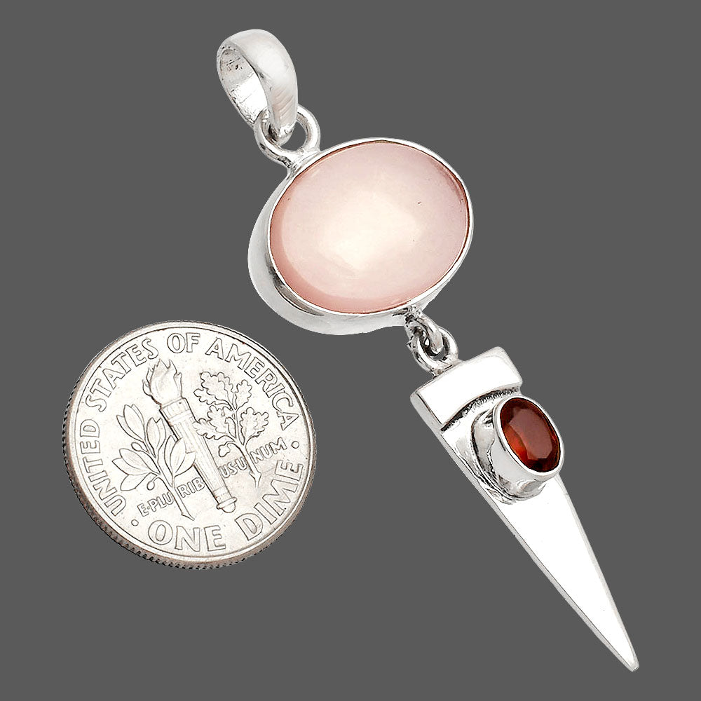 Natural Rose Quartz & Garnet Pendant P-1474 SDP148545